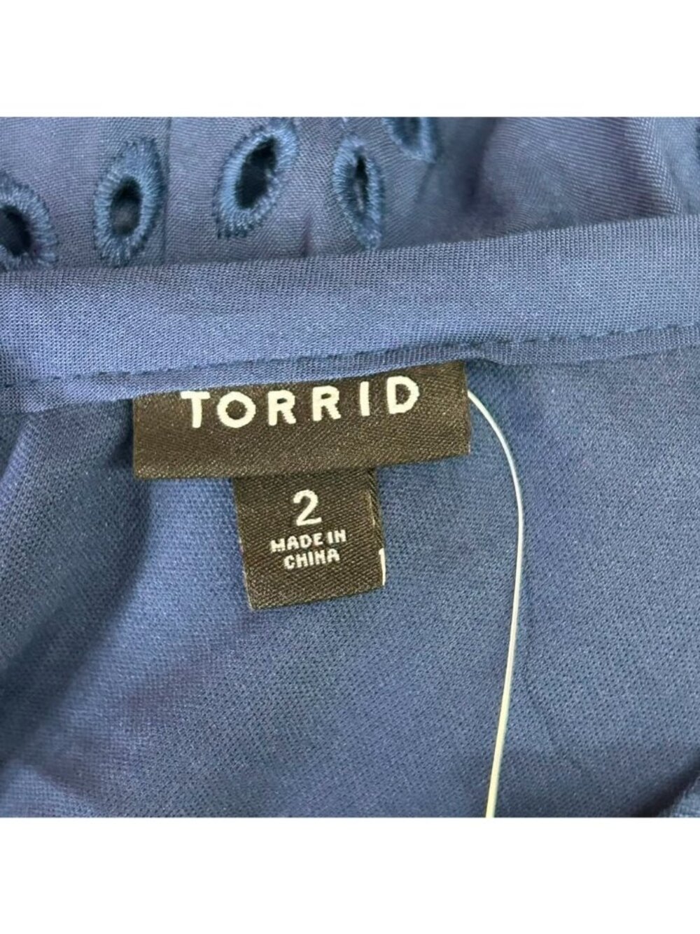 Torrid Maxi Challis Trapeze Dress Women's Size 2 Medieval Blue Embroidered NWT - Picture 6 of 16